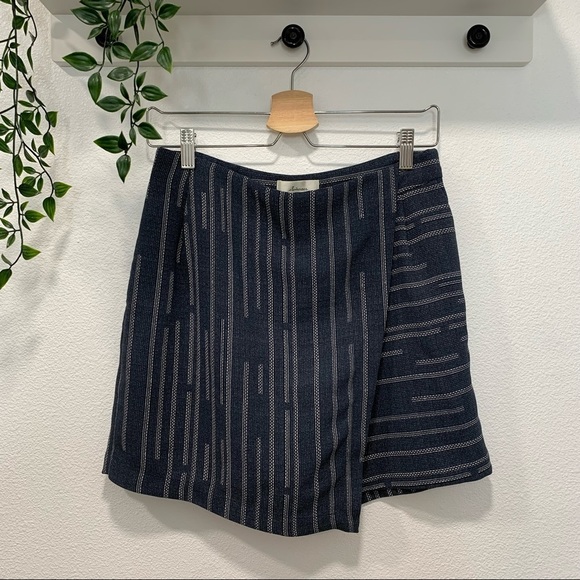 Anthropologie Elevenses Peoria Blue Stripe Skirt Skort Sz 2 - Picture 1 of 6